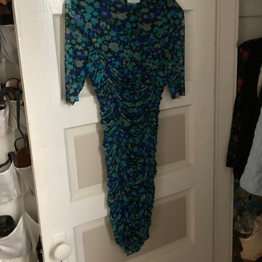GANNI Printed Mesh Dress